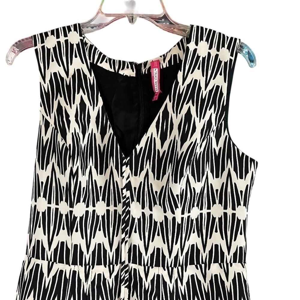 Anthropologie Plenty by Tracy Reese Dress Black White Sleeveless  8 Fit Flare - Picture 3 of 6